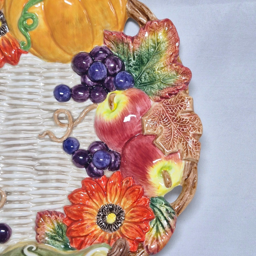 Fitz and Floyd vintage Autumn Bounty ceramic decorative plate - Picture 3 of 12
